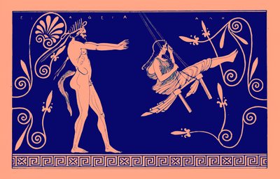 Silène balançant une jeune fille, illustration de Peintures de vases grecs par J. E. Harrison et D. S. MacColl, publié en 1894 - after English School