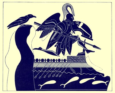 Le Fantôme de Patrocle, illustration des Peintures de vases grecs par J. E. Harrison et D. S. MacColl, publié en 1894 - after English School
