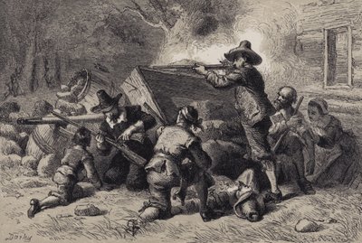Les Virginiens se défendant contre les Indiens - after Felix Octavius Carr Darley