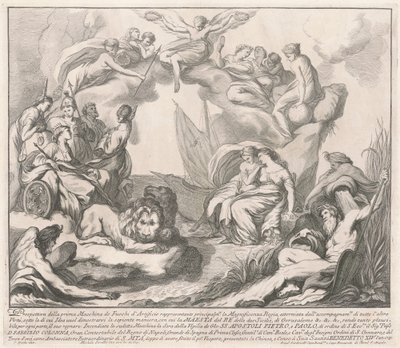La Prima Macchina pour la Chinea de 1741 : Allégorie de la magnificence royale - after François Hutin Miguel de Sorellò