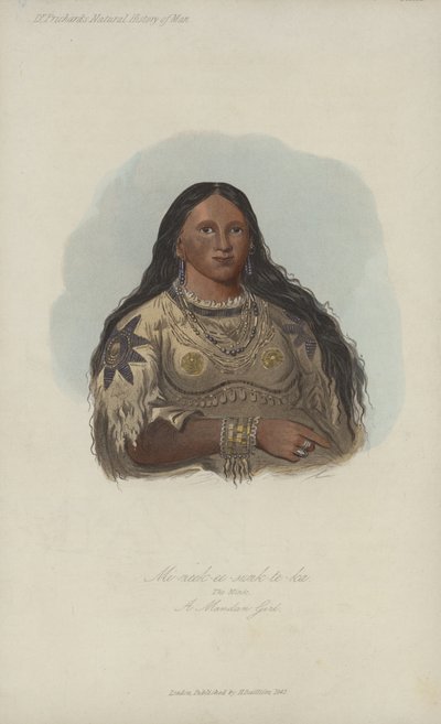 Mi-neek-ee-sunk-te-ka, La Belette, Une Fille Mandan (aquatinte) - after George Catlin