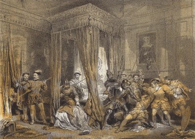 Chambre de la reine Marie, Holyrood - after George Cattermole