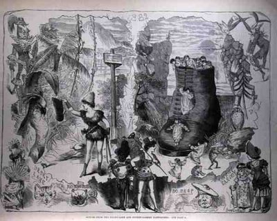 Scènes des pantomimes de Drury Lane et Covent Garden, de The Illustrated London News, 7 janvier 1882 - after George Cruikshank