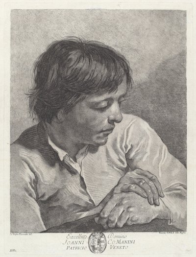 Un jeune homme avec les mains croisées - after Giovanni Battista Piazzetta Pietro Scattaglia and Innocente Alessandri