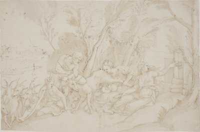 Jupiter allaité par la chèvre Amalthée - after Giulio Romano