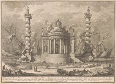 La Prima Macchina pour la Chinea de 1760 : Le Temple de Neptune - after Giuseppe Palazzi Giuseppe Vasi after Paolo Posi