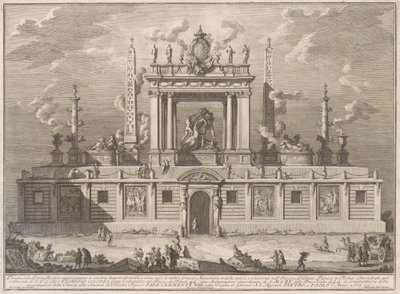 La Prima Macchina pour la Chinea de 1762 : Le Taureau Farnèse et autres antiquités du Palazzo Farnese - after Giuseppe Palazzi Giuseppe Vasi after Paolo Posi