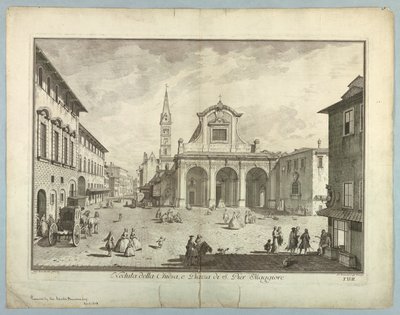 Vue de Florence, planche de "Scelta di XXIV Vedute delle principali contrade, piazze, chiese, e palazzi della Città di Firenze" - after Giuseppe Zocchi