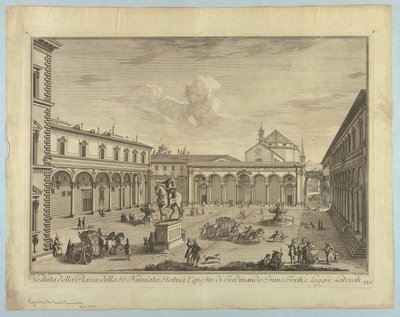 Vue de Florence, planche de "Scelta di XXIV Vedute delle principali contrade, piazze, chiese, e palazzi della Città di Firenze" - after Giuseppe Zocchi