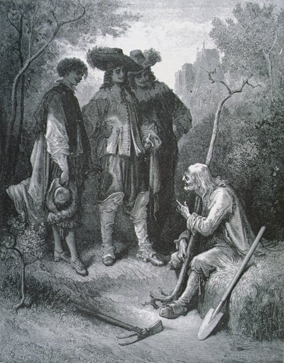 Illustration pour Le Vieillard et les Trois Jeunes Hommes, des Fables de Jean de La Fontaine - Gustave after Dore