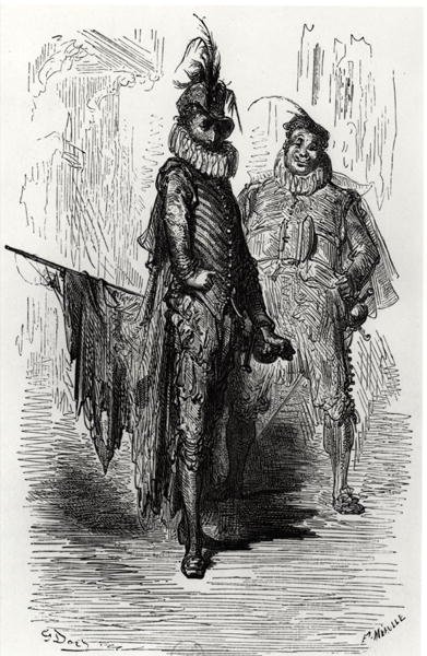 Illustration de Le Capitaine Fracasse par Théophile Gautier (1811-72) gravée par Fortune Louis Meaulle (1844-1901) 1866 - Gustave after Dore
