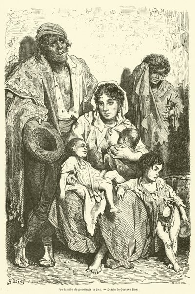 Une famille de mendiants à Jaén - Gustave after Dore