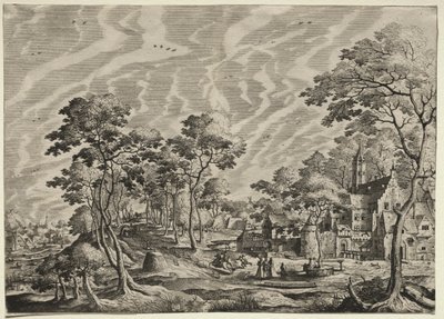 Paysage avec un château à droite - after Hans Bol