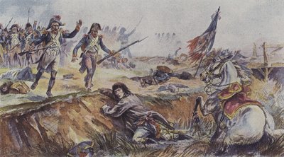 Napoléon jeté de son cheval à la bataille d