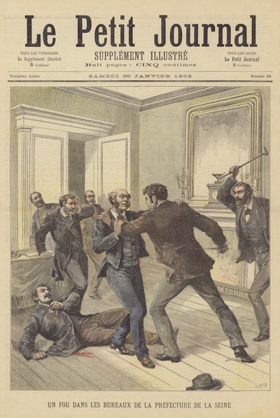 Un fou dans les bureaux de la Préfecture de la Seine - after Henri Meyer