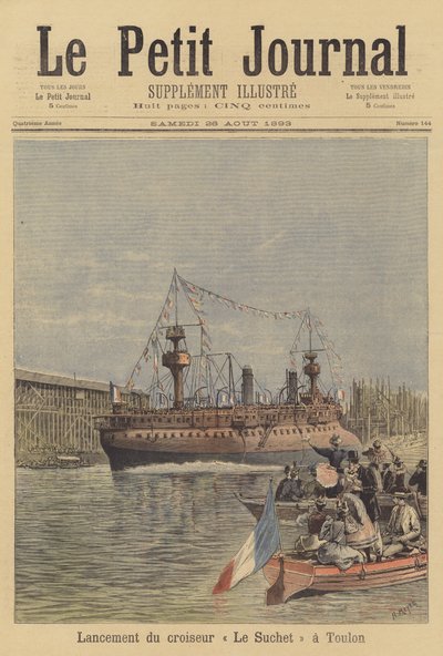 Lancement du croiseur Le Suchet à Toulon - after Henri Meyer