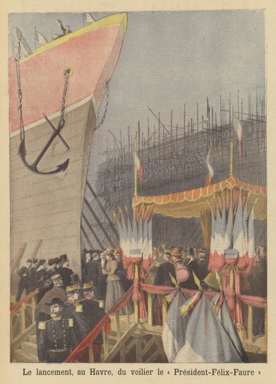 Lancement du voilier Président-Félix-Faure au Havre - after Henri Meyer