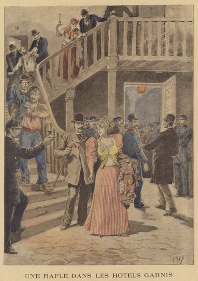 Descente de police dans une pension de famille - after Henri Meyer