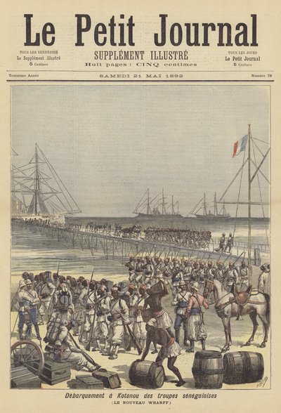 Troupes sénégalaises débarquant au nouveau quai de Cotonou, Dahomey - after Henri Meyer