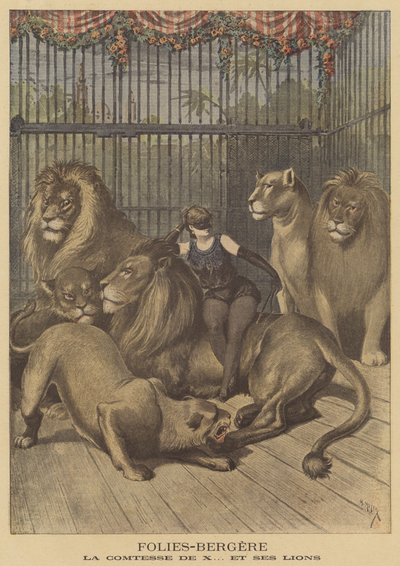 La comtesse de X et ses lions aux Folies-Bergère - after Henri Meyer