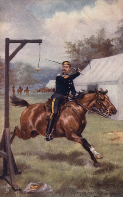 Soldat du 10e Hussards effectuant un exercice de coupe de citron - after Henry A. Payne