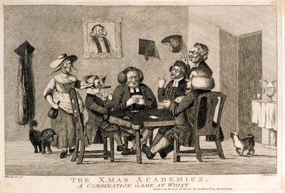 Les académiciens de Noël, un jeu combiné de whist, 1773 - after Henry William Bunbury