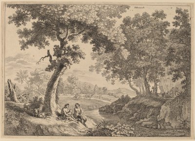 Famille de satyres assise sous un arbre - after Herman van Swanevelt