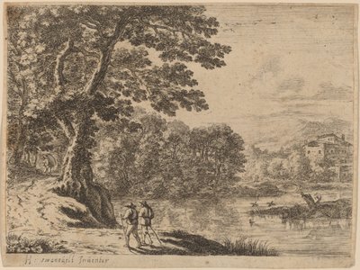 Deux voyageurs et un colporteur - after Herman van Swanevelt