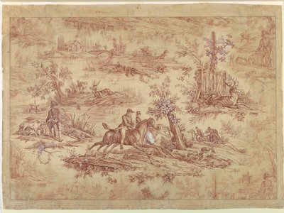 Carton pour textile imprimé en coton, La Route de Jouy - after Horace Vernet