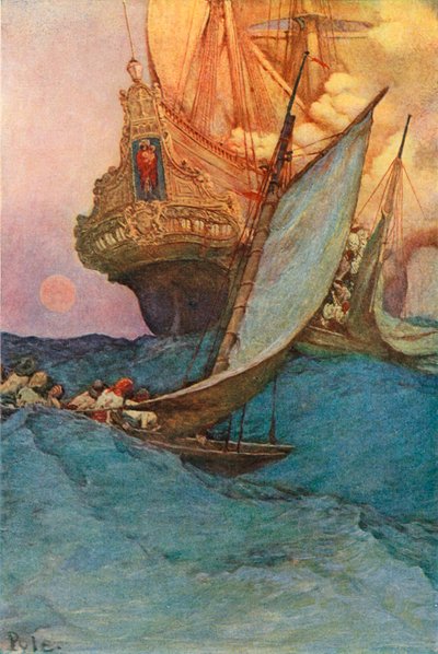 Une attaque sur un galion - after Howard Pyle