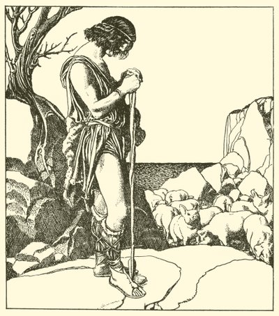 Sir Lamorack garde les porcs de Sir Nabon - after Howard Pyle