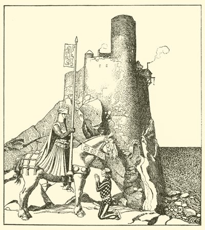 Sir Tristram arrive au château de Sir Nabon - after Howard Pyle