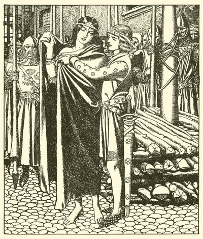 Tristram secourt la Dame Moeya - after Howard Pyle