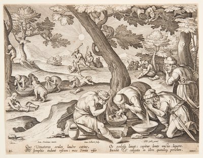 Singes imitant des chasseurs - after Jan van der Straet, called Stradanus