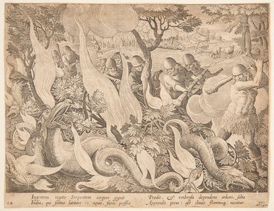 Serpents combattant avec le feu - after Jan van der Straet, called Stradanus