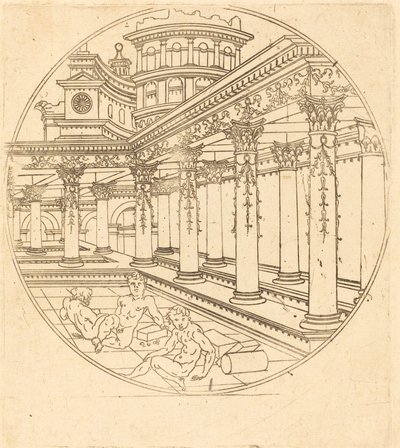 Trois figures dans une galerie - after Jean de Gourmont I
