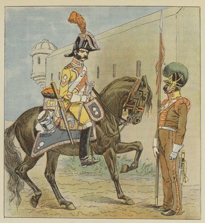 Armée espagnole, Dragon, 1er régiment, Lancier, 1er régiment, de la Manche - after Louis Charles Bombled