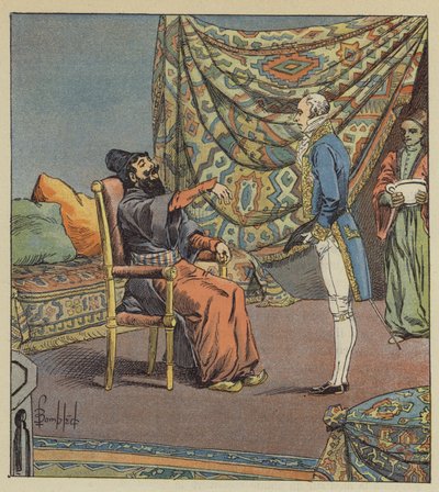 Asker-Khan, ambassadeur de Perse, prend de Marbois, président de la Cour des comptes, pour le médecin - after Louis Charles Bombled