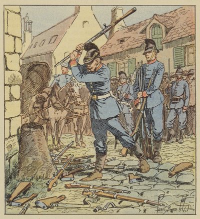 Au faubourg des Aydes, Un sous-officier bavarois brise les chassepots - after Louis Charles Bombled