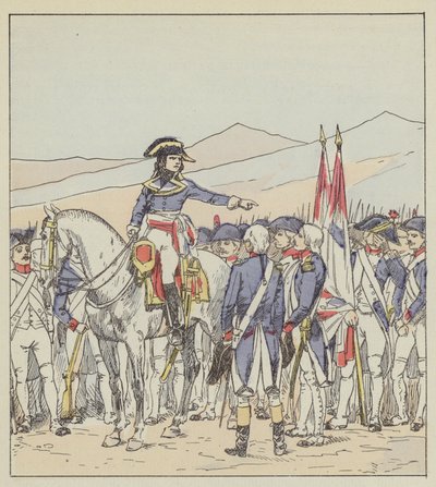 Bonaparte réprimande le 85e et le 39e de la division Vaubois sur le plateau de Rivoli - after Louis Charles Bombled