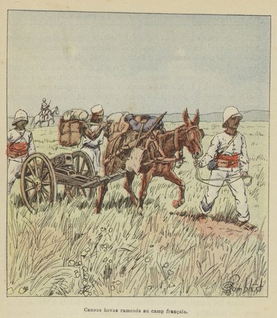 Canons hovas ramenés au camp français - after Louis Charles Bombled