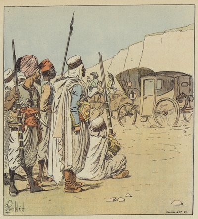 Cette voiture étonnait fort les Arabes - after Louis Charles Bombled