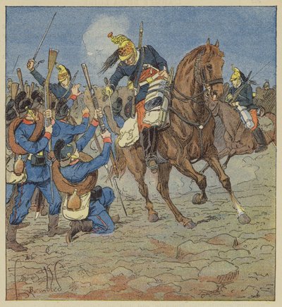 Combat de Vallières, Nos dragons chargent une compagnie bavaroise et la font prisonnière - after Louis Charles Bombled