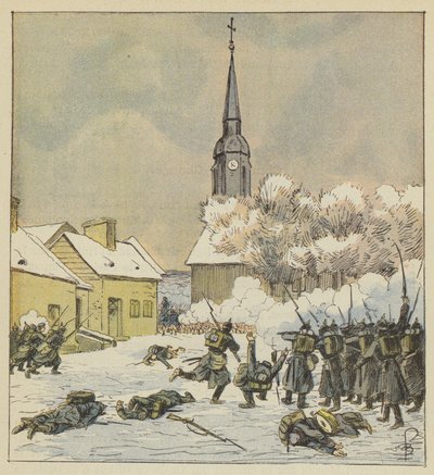 Combat du 62e et du 37e de marche dans le village de Changé - after Louis Charles Bombled