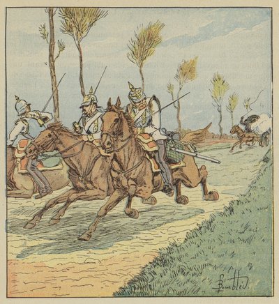 Cuirassiers prussiens poursuivis par les francs-tireurs - after Louis Charles Bombled