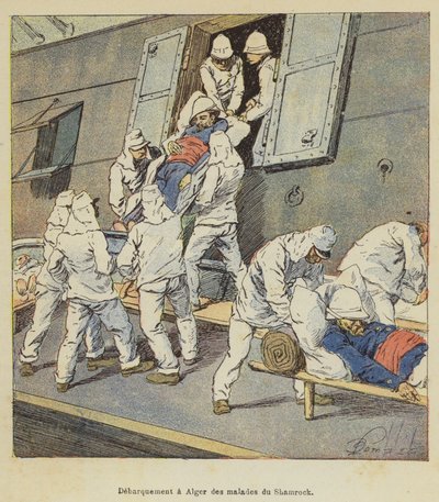 Débarquement à Alger des malades du Shamrock - after Louis Charles Bombled