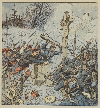 Défense du cimetière de Loigny par le 37e de marche - after Louis Charles Bombled