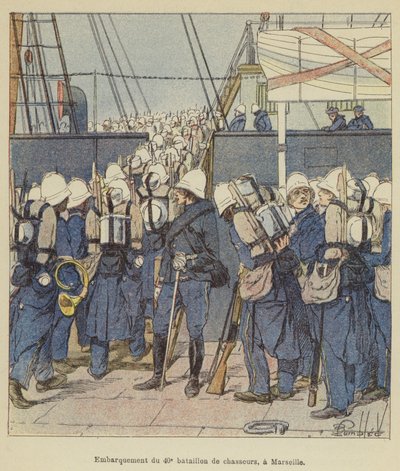 Embarquement du 40e bataillon de chasseurs, à Marseille - after Louis Charles Bombled