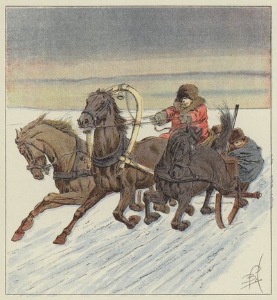 En troïka sur le Baïkal - after Louis Charles Bombled
