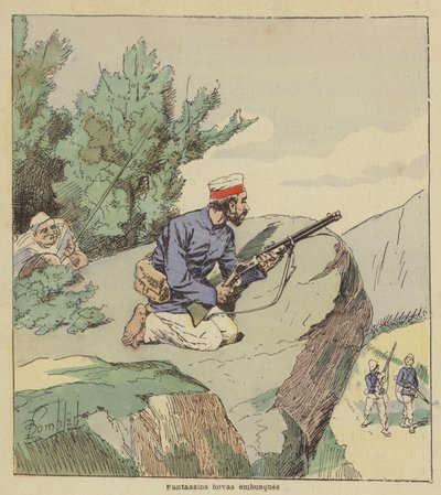 Fantassins hovas embusqués - after Louis Charles Bombled